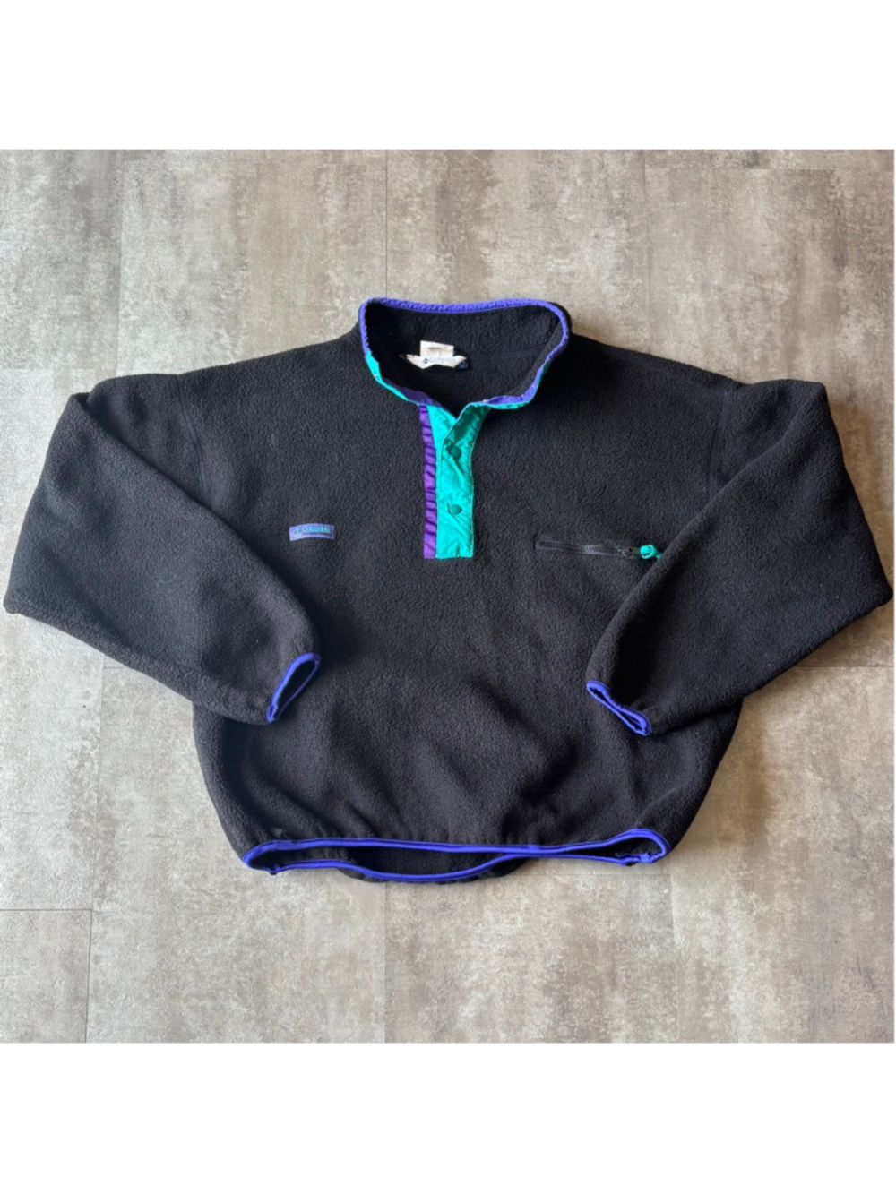 Vintage Columbia Sportswear Snap Fleece Sweater Mens Large Made in USA